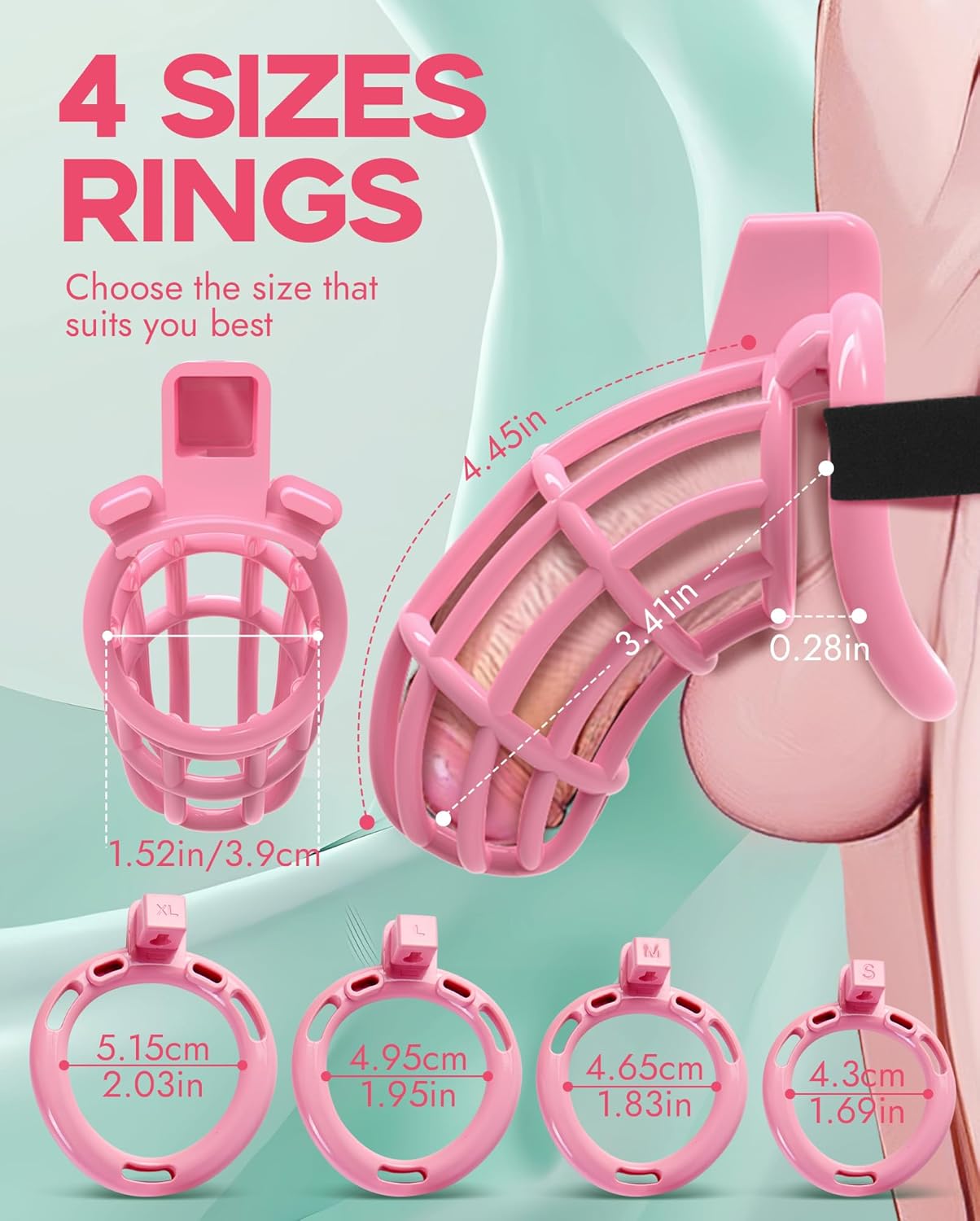 Adjustable Male Chastity Belt Cock Cage thumbnail 3