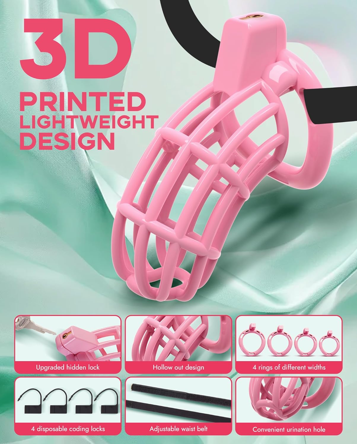 Adjustable Male Chastity Belt Cock Cage thumbnail 2