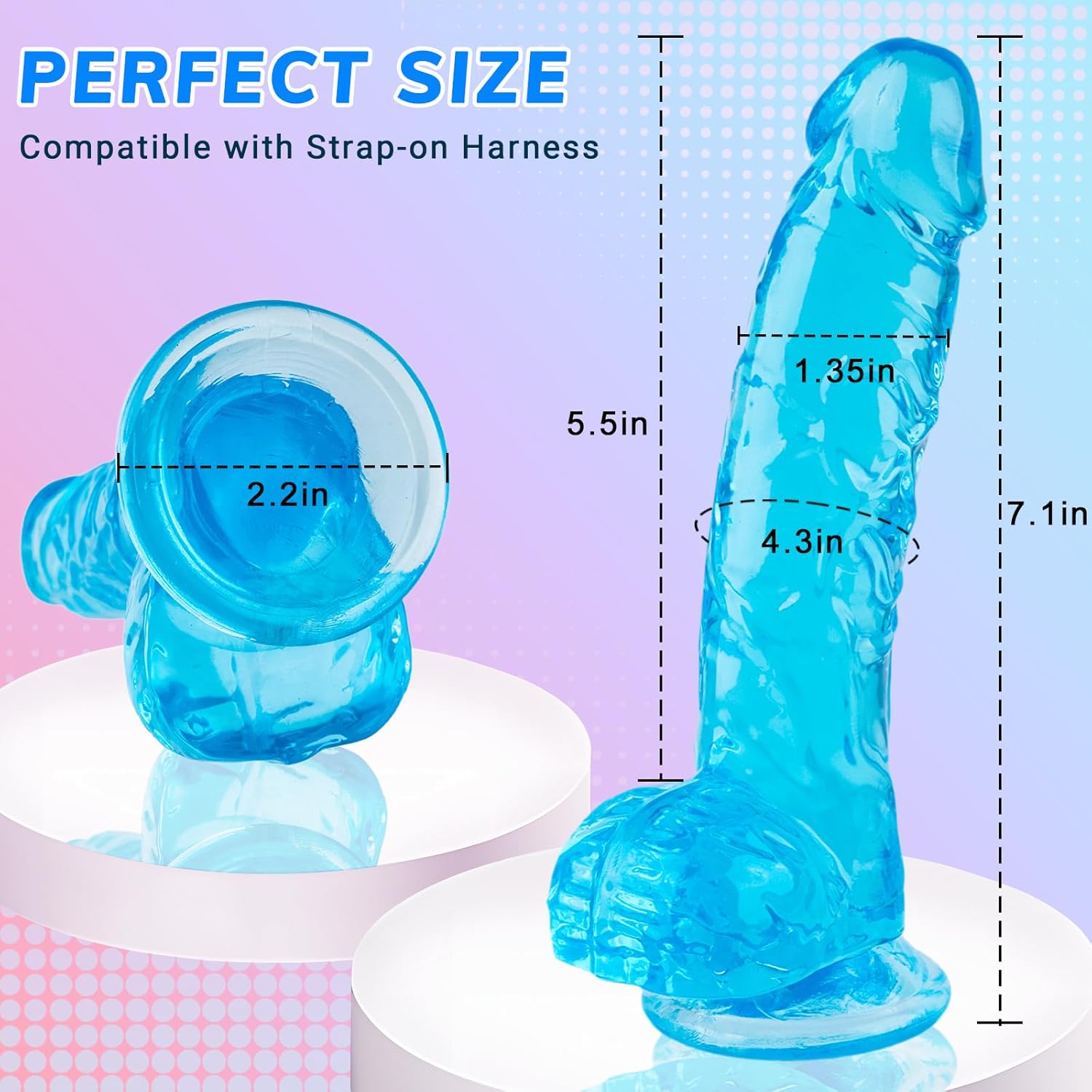 7 Inch Soft Blue Dildo Sex Toy for Women thumbnail 3