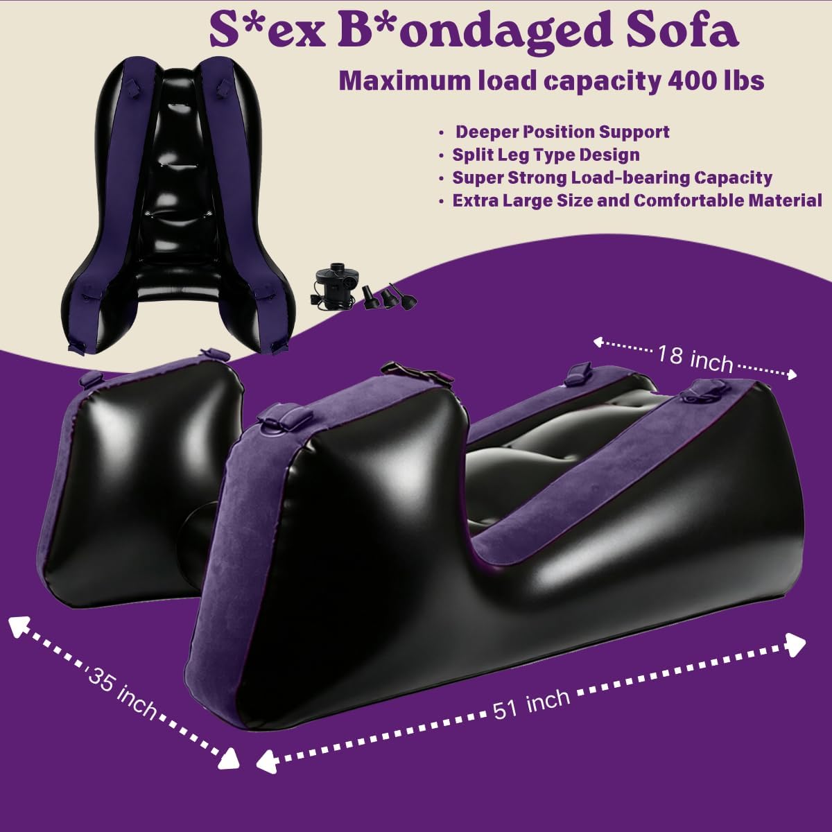 Inflatable Adult Position Sofa with Electric Pump thumbnail 2
