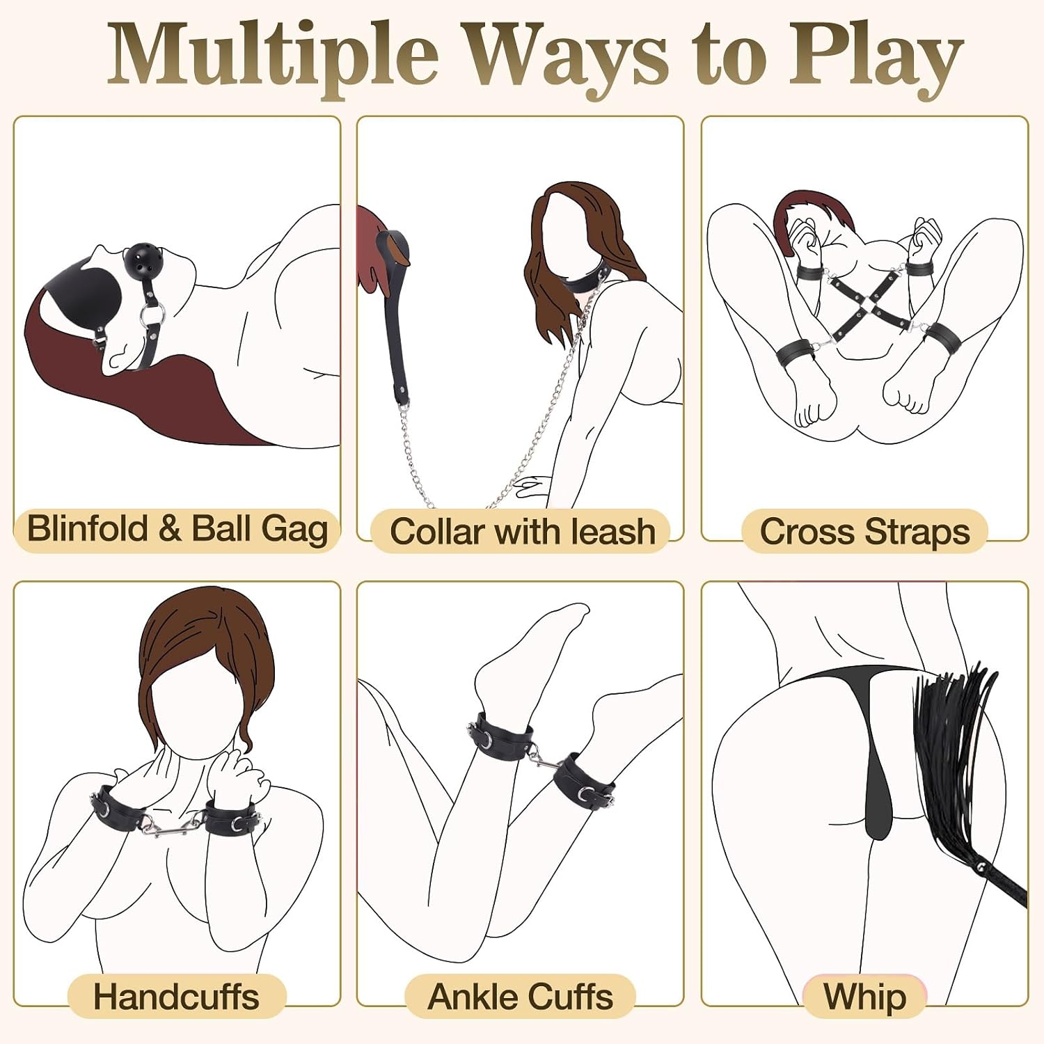 11 PCS BDSM Bondage Kit with Handcuffs thumbnail 3