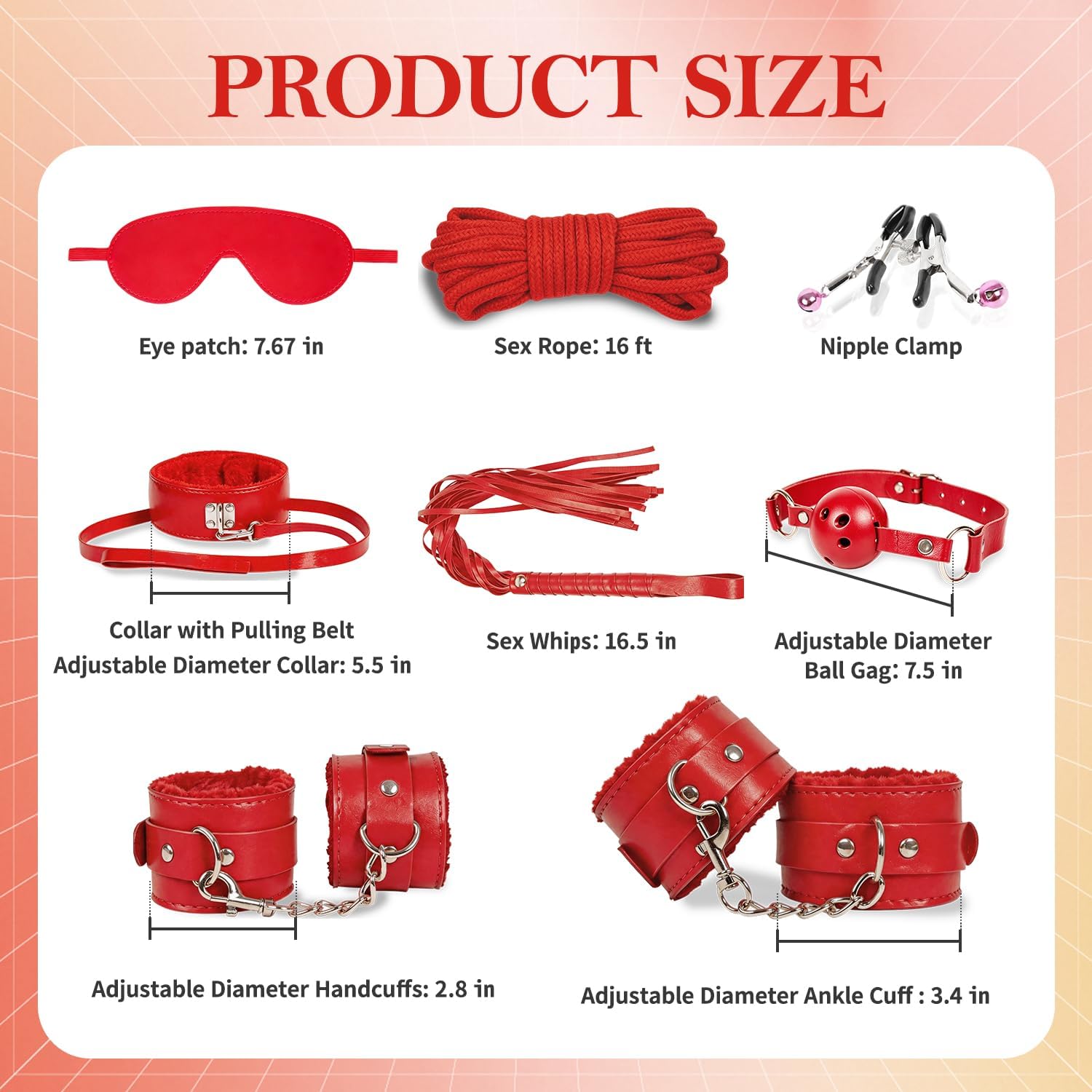 8 PCS BDSM Bondage Kit with Ball Gag thumbnail 3
