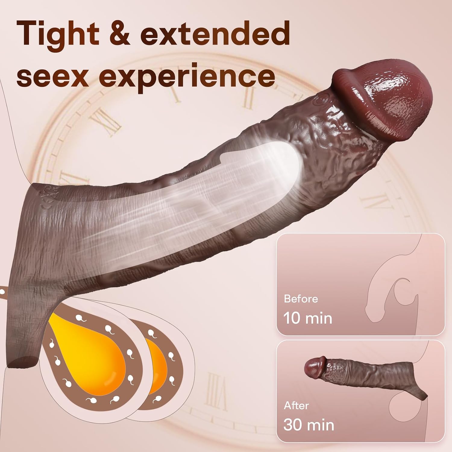 8 Inch Penis Sleeve Cock Sleeve Vibrator thumbnail 3