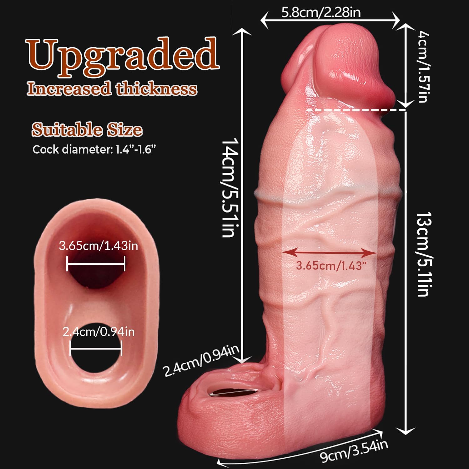Realistic Penis Sleeve with Cock Ring thumbnail 3