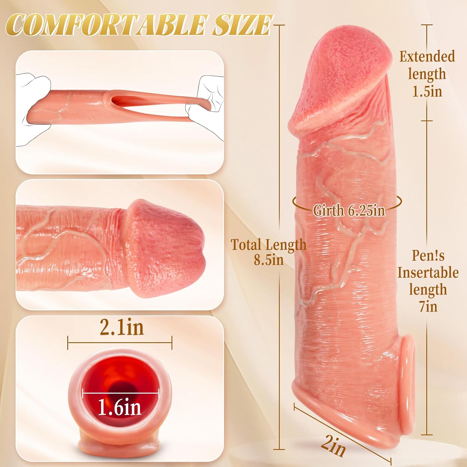 8 Inch Silicone Penis Extender for Couples thumbnail 3