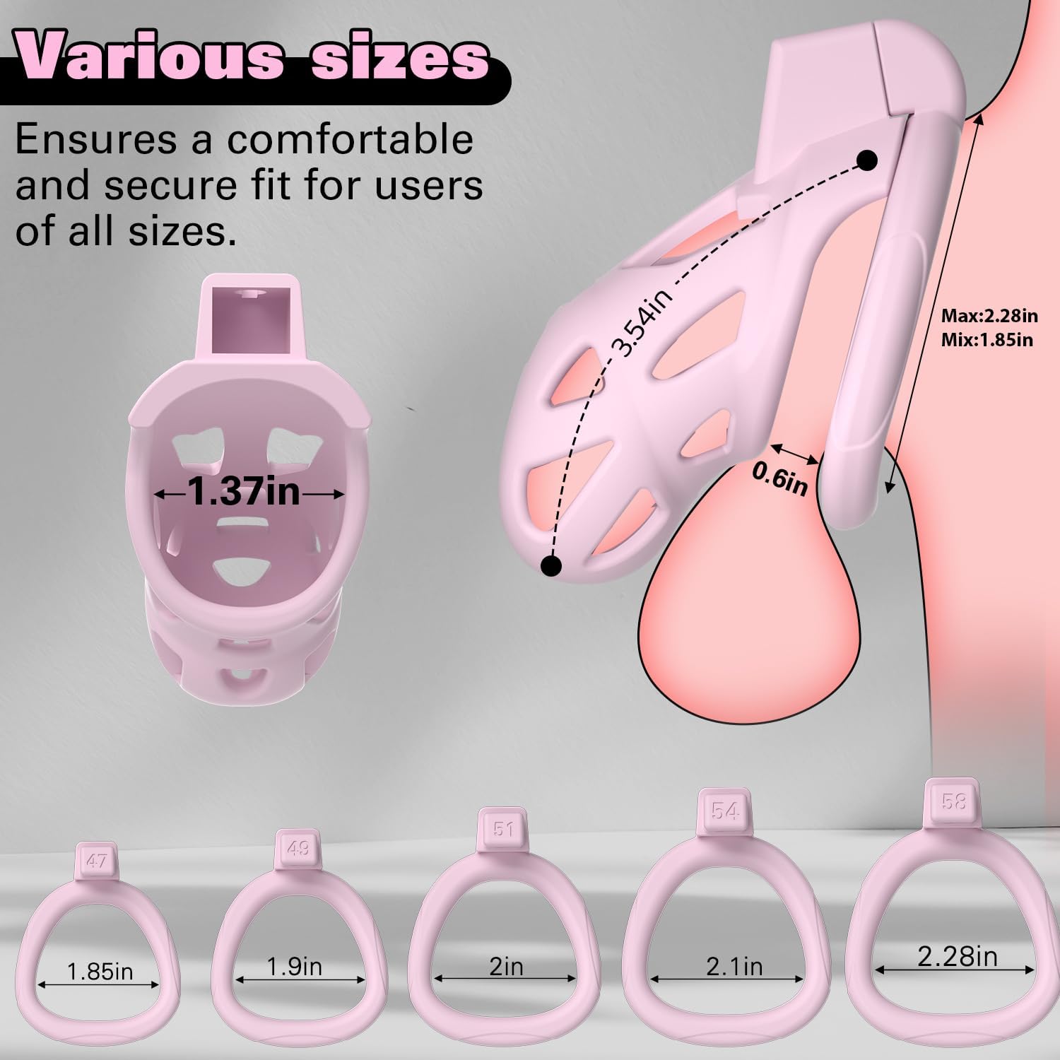 Male Chastity Cage with 5 Comfort Rings thumbnail 3