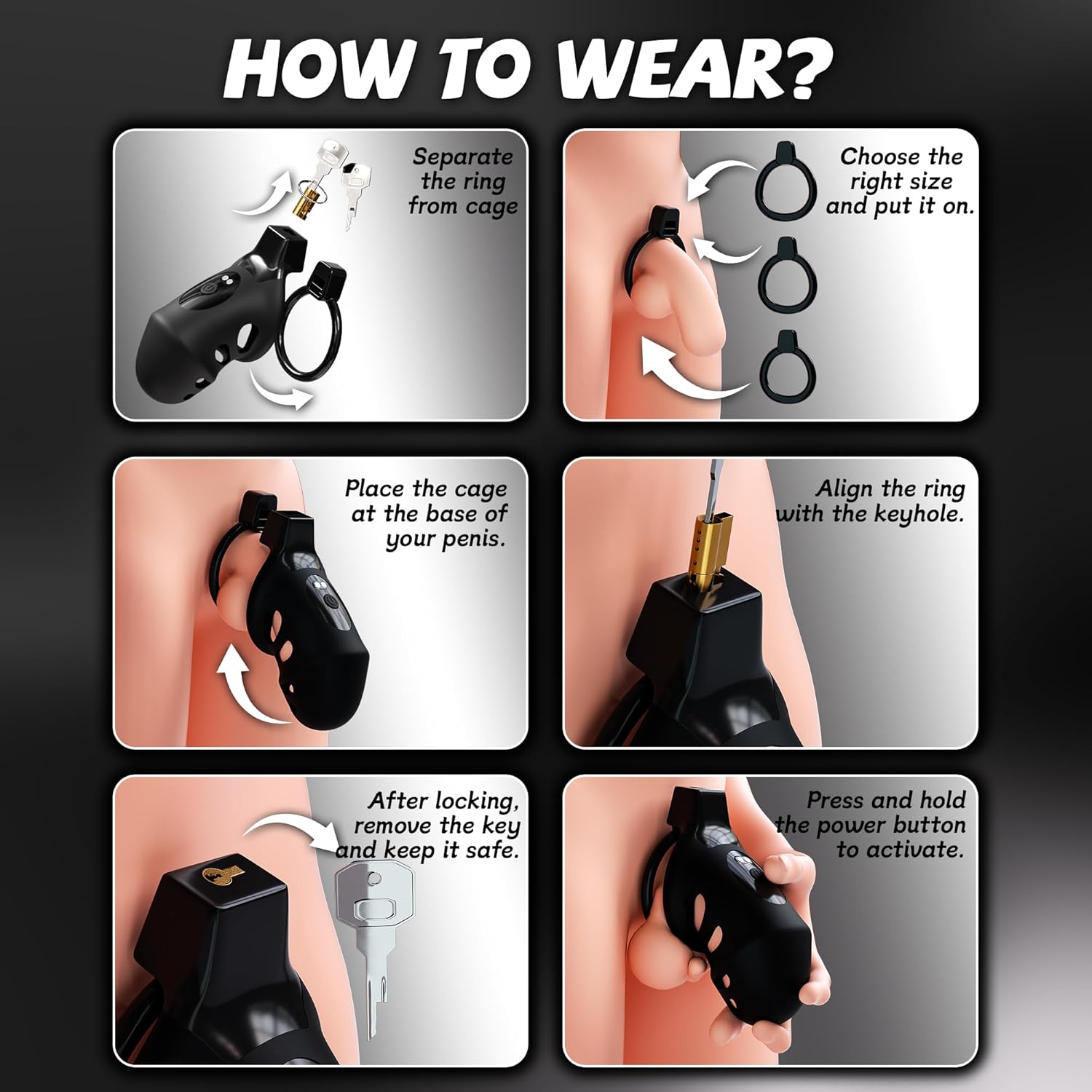 Vibrating Chastity Penis Cage for Men thumbnail 2