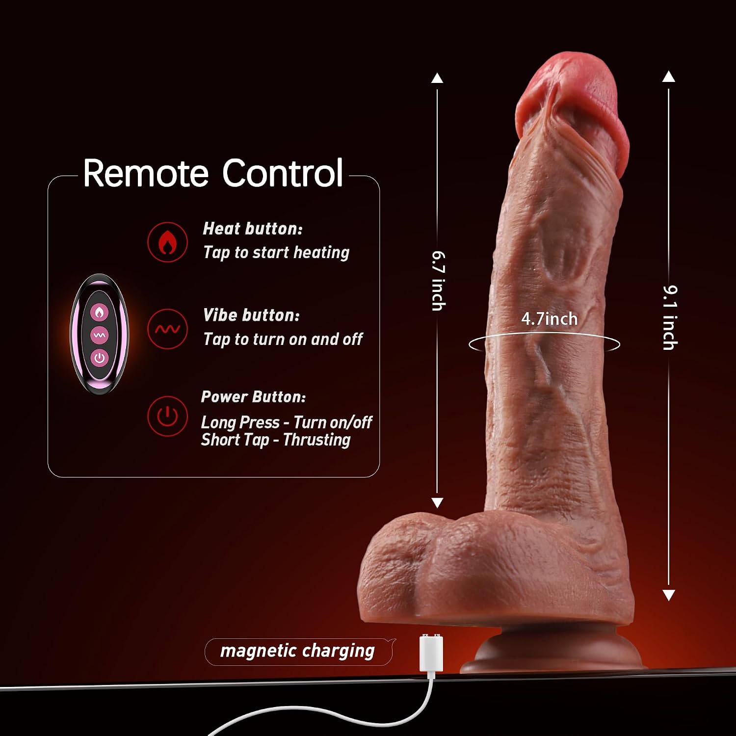 Thrusting Dildo Sex Toy APP Control Vibrator thumbnail 3