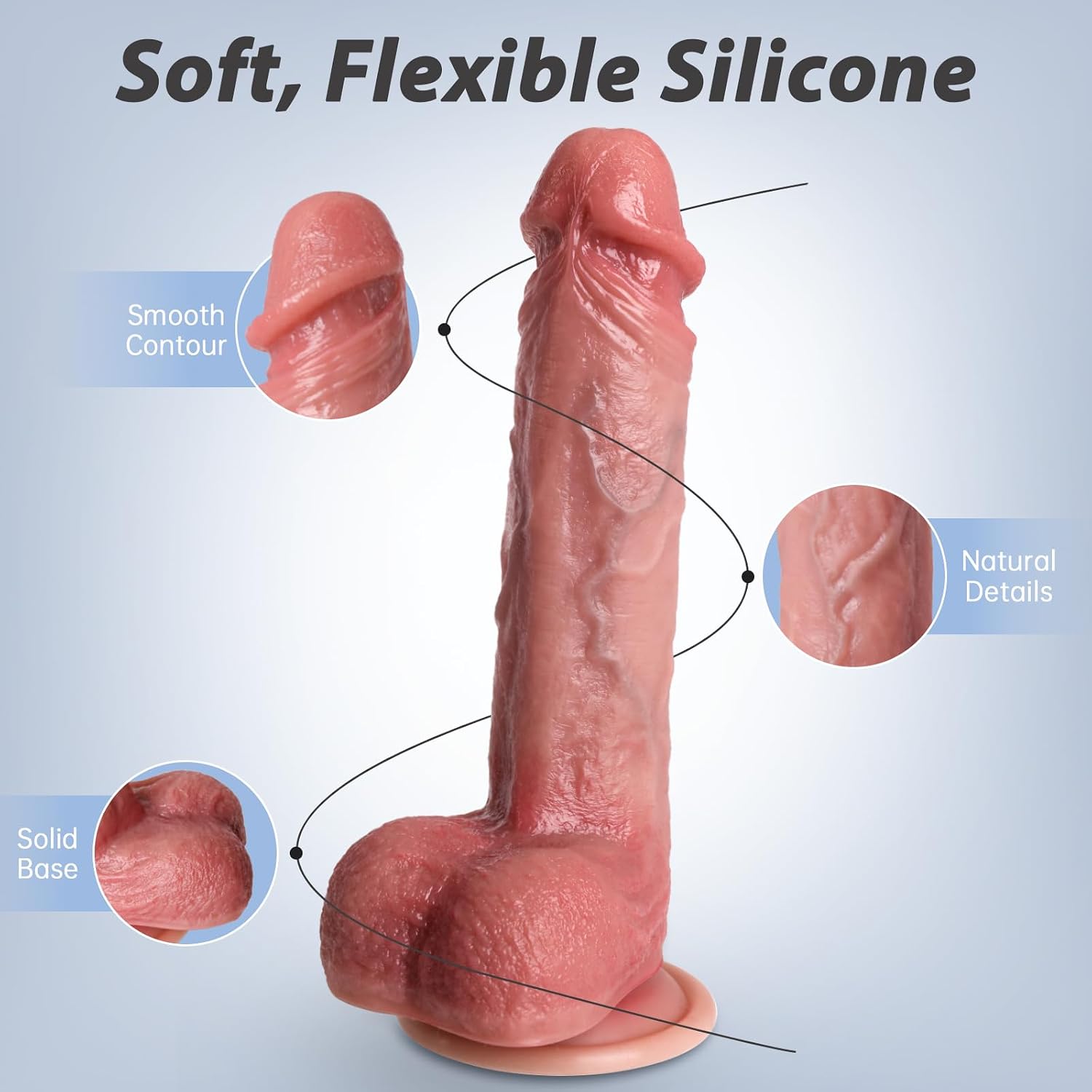 8 Inch Silicone Dildo with Strong Suction thumbnail 3