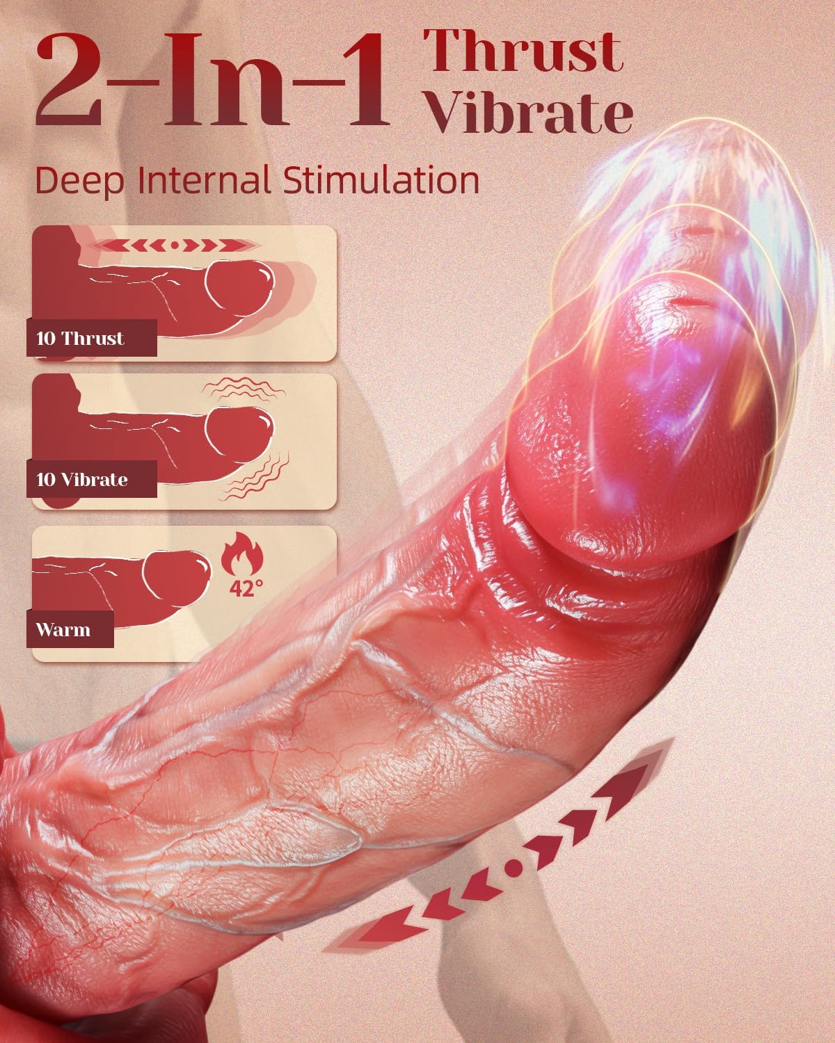 Realistic Thrusting Dildo Vibrator with Tongue thumbnail 3