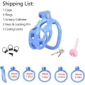 Blue Resin Male Chastity Cage Device with 5 Rings thumbnail 3