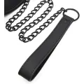 Leather BDSM Collar Harness with Chain Leash thumbnail 2