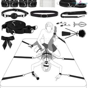 Buy BDSM Bed Restraint Kit with Handcuffs thumbnail 1