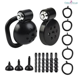 Male Press Lock Flat Chastity Cage Set thumbnail 1