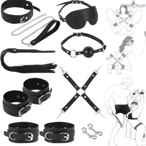 11 PCS Sex Bondage BDSM Kit with Adjustable Handcuffs