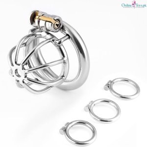 Stainless Steel Chastity Cage with 3 Size Rings