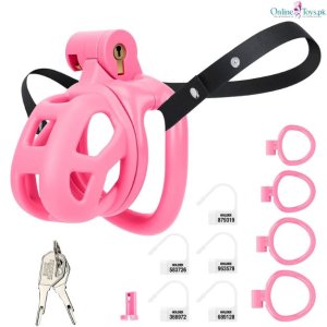 Male Chastity Cage with Elastic Belt and 4 Adjustable Rings