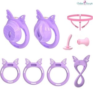 Male Chastity Cage 2 Piece Set with Adjustable Belt