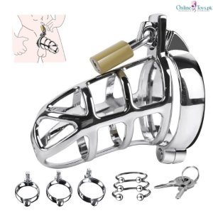 Large Male Chastity Cage with 3 Ring Sizes and 2 Keys