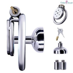 Stainless Steel Inverted Male Chastity Cage with Lock