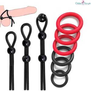9 Pcs Adjustable Silicone Cock Ring Set for Men