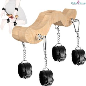 Adjustable Wooden BDSM Restraint with Handcuffs