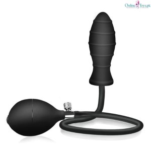 Inflatable Rippled Silicone Butt Plug Pump Toy