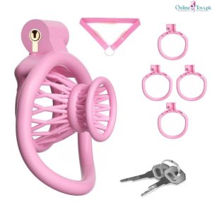 Inverted Male Chastity Cage Belt with 4 Rings